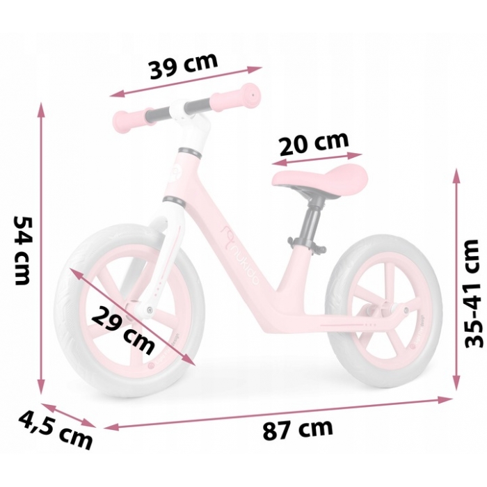 Bicicleta fara pedale pentru copii 87x39x54 cm, roti EVA, Light Flee Nukido Roz - 4
