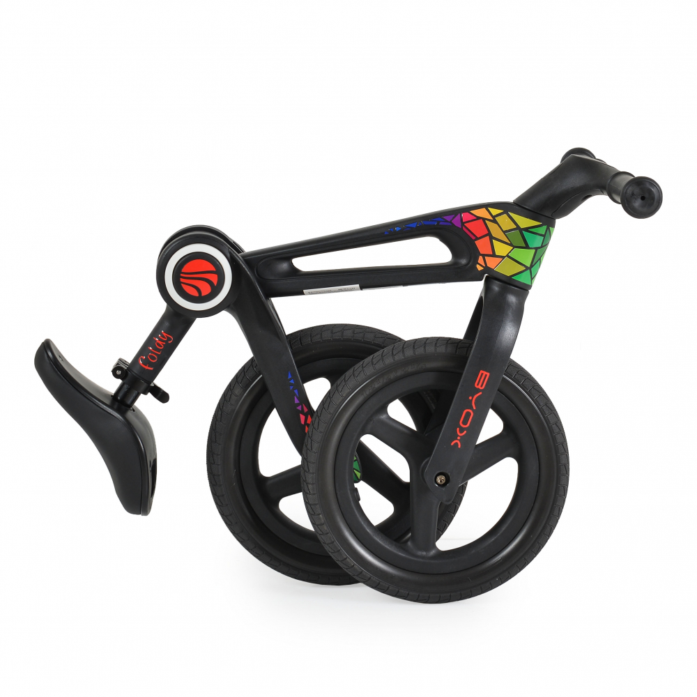 Bicicleta de echilibru fara pedale pentru copii Byox Foldy Black, Design pliabil, Roti 12 inch din PU rezistent, Sezut ergonomic reglabil, Manere confortabile antiderapante, Varsta recomandata 2ani+ - 4