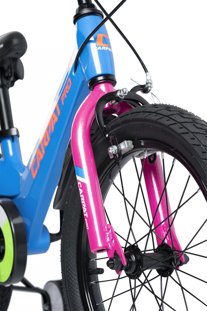 Bicicleta pentru copii Carpat PRO C16122B AlbastruPortocaliu 4-6 ani Cadru Aluminiu, Frana spate tambur, frana fata V-Brake, Aparatoare lant, Aparatori noroi fataspate, Sonerie, Cabluri trase prin cadru, 16 inch - 1