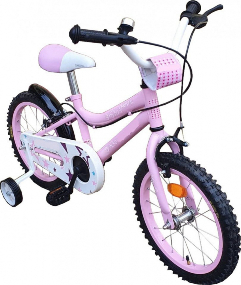 Bicicleta pentru copii Novokids Crystal Bike Roz, Roti 16 inch, Maxim 35 kg, Cadru din otel, Roti ajutatoare, Ghidon si sa reglabile pe inaltime - 3