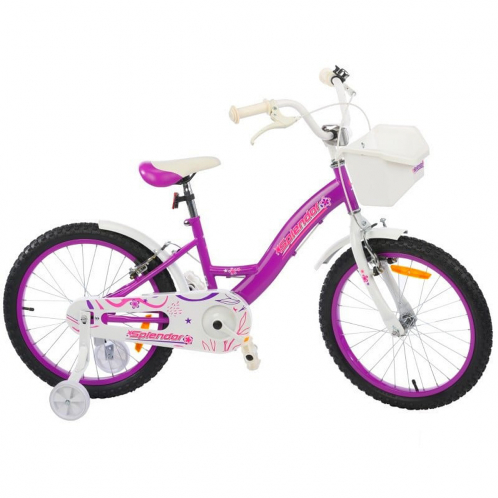 Bicicleta pentru copii Novokids SplendOr Boom Edition Mov, Cosulet, Roti 12 inch, Greutate admisa 30 kg, Cadru otel, Roti ajutatoare, Ghidon reglabil