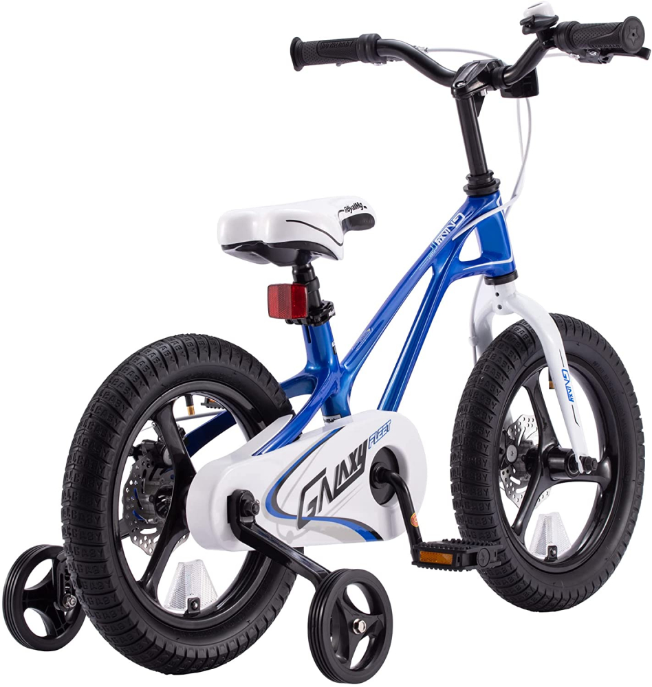 Bicicleta pentru copii Royal Baby 16 inch Galaxy G1601C AlbastruAlb 4-6 ani cu roti ajutatoare si frana pe disc