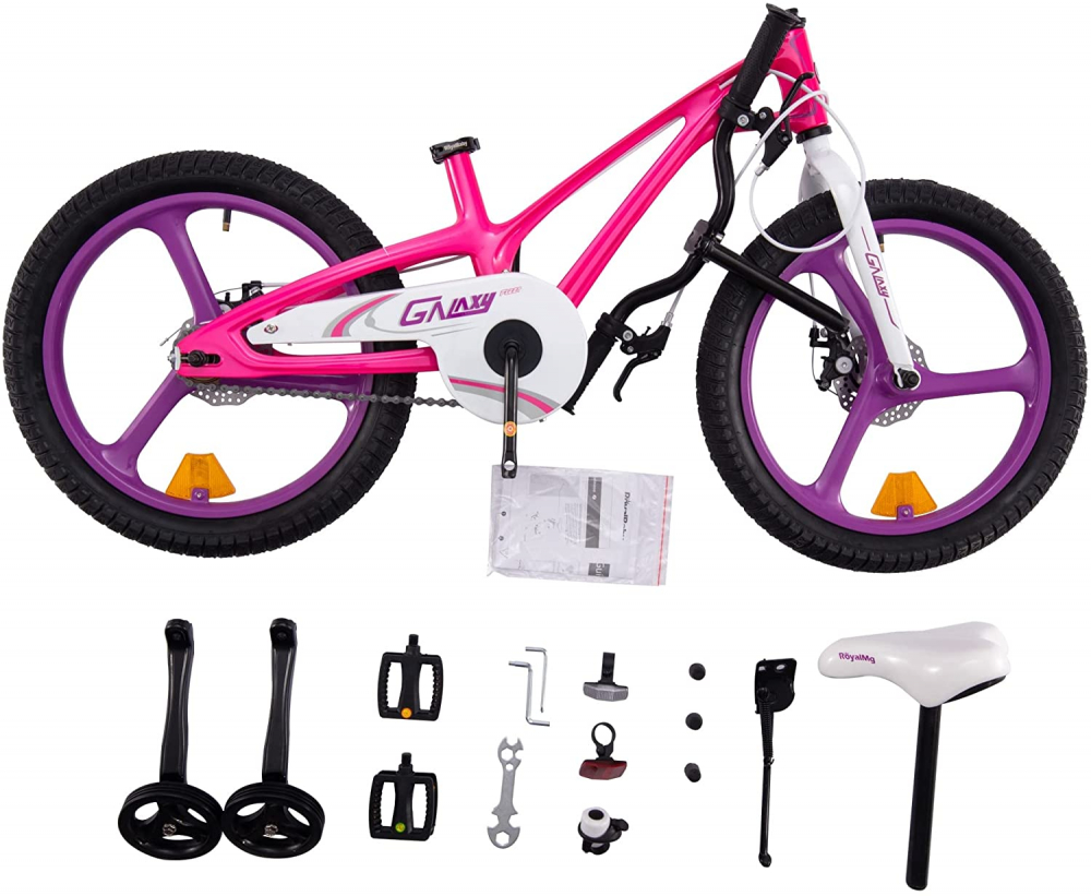 Bicicleta pentru copii Royal Baby 16 inch Galaxy G1601C RozAlb 4-6 ani cu roti ajutatoare si frana pe disc