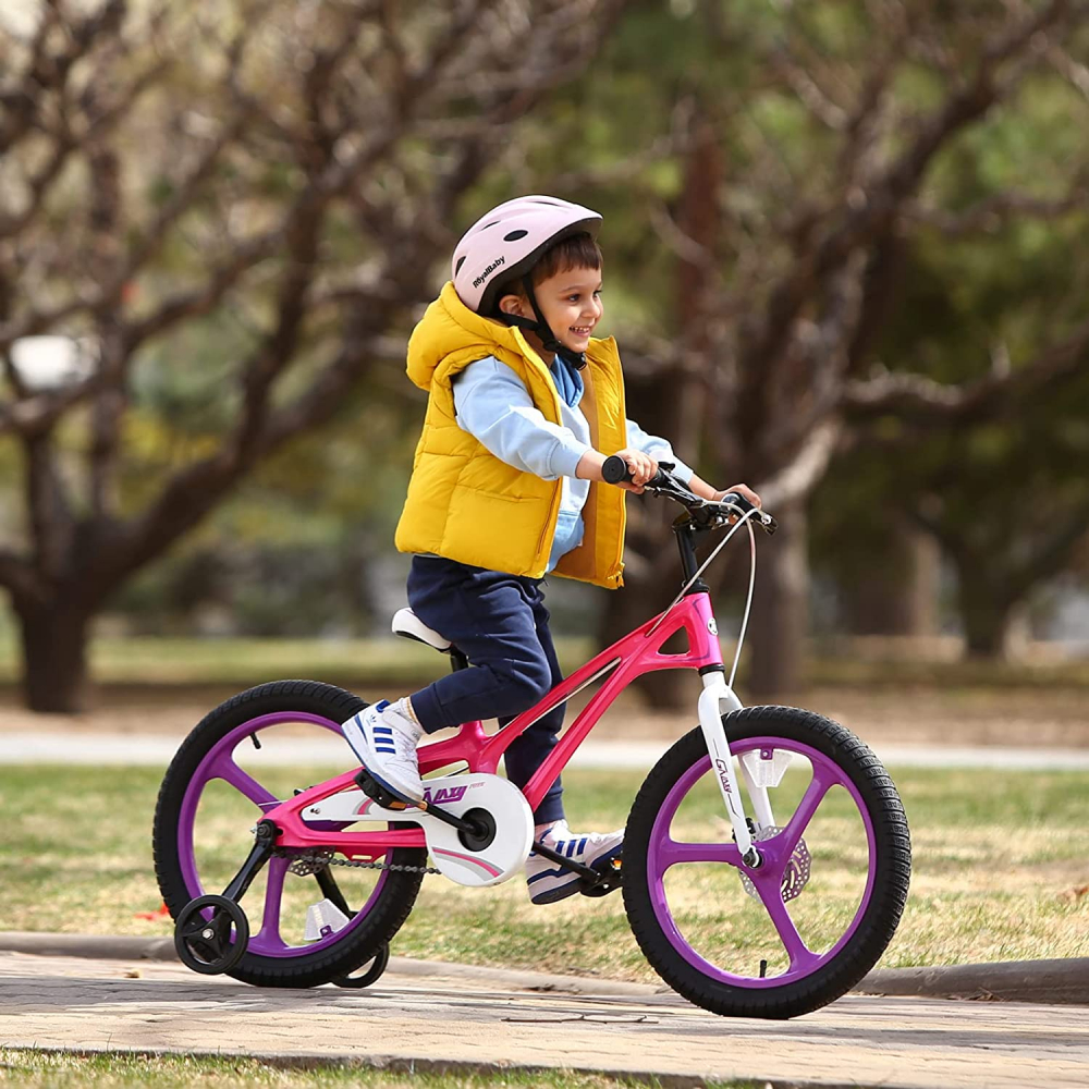 Bicicleta pentru copii Royal Baby 16 inch Galaxy G1601C RozAlb 4-6 ani cu roti ajutatoare si frana pe disc - 3