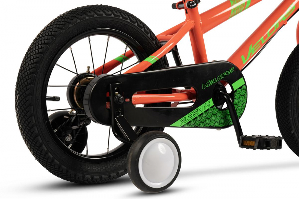 Bicicleta pentru copii Velors V1403B PortocaliuVerde 14 inch, cu roti ajutatoare, cadru din otel, varsta 3-5 ani - 6