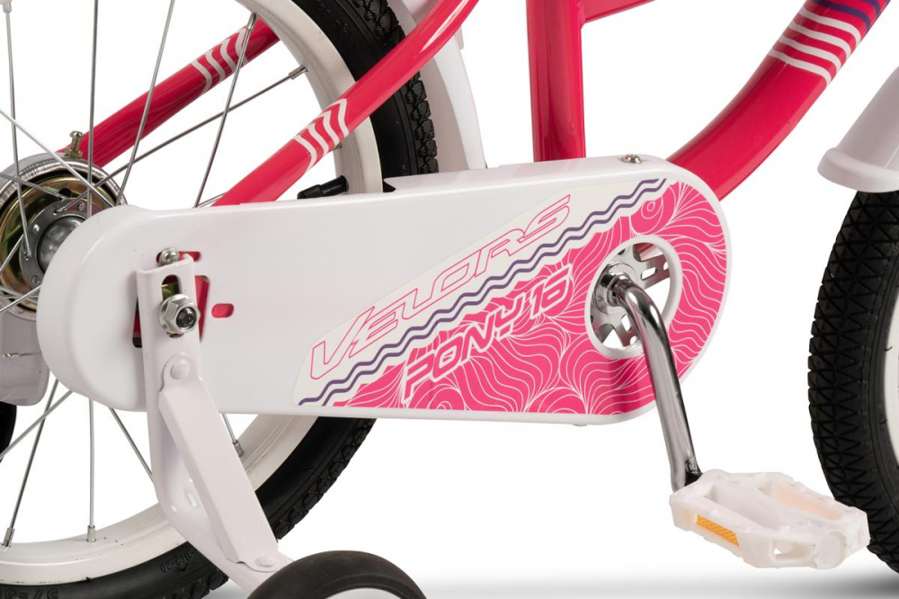 Bicicleta pentru copii Velors V1604B Fucsia 16 inch cu roti ajutatoare, cosulet, cadru din otel, varsta 4-6 ani - 6