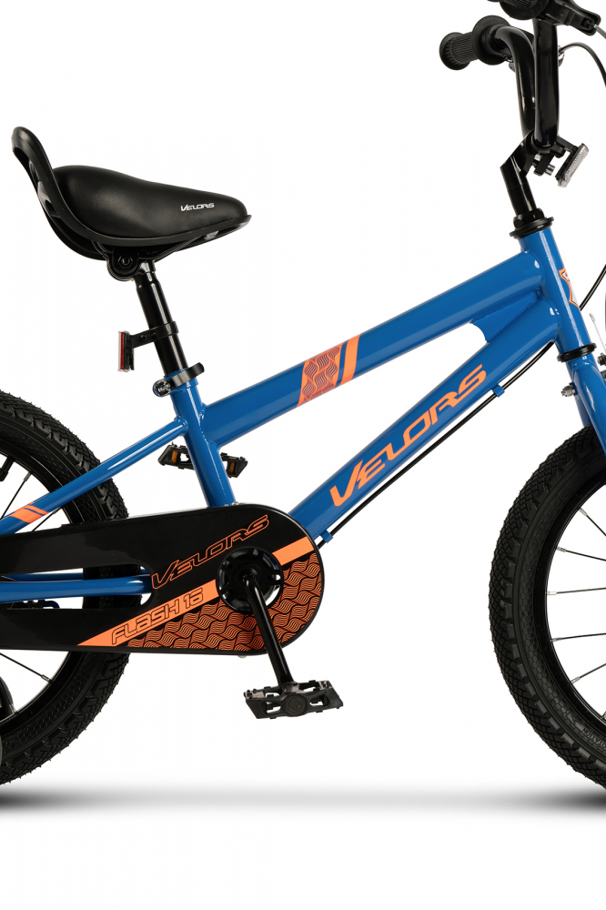 Bicicleta pentru copii Velors V1803B AlbastruPortocaliu 18 inch cu roti ajutatoare si cadru din otel, varsta 5-7 ani - 3