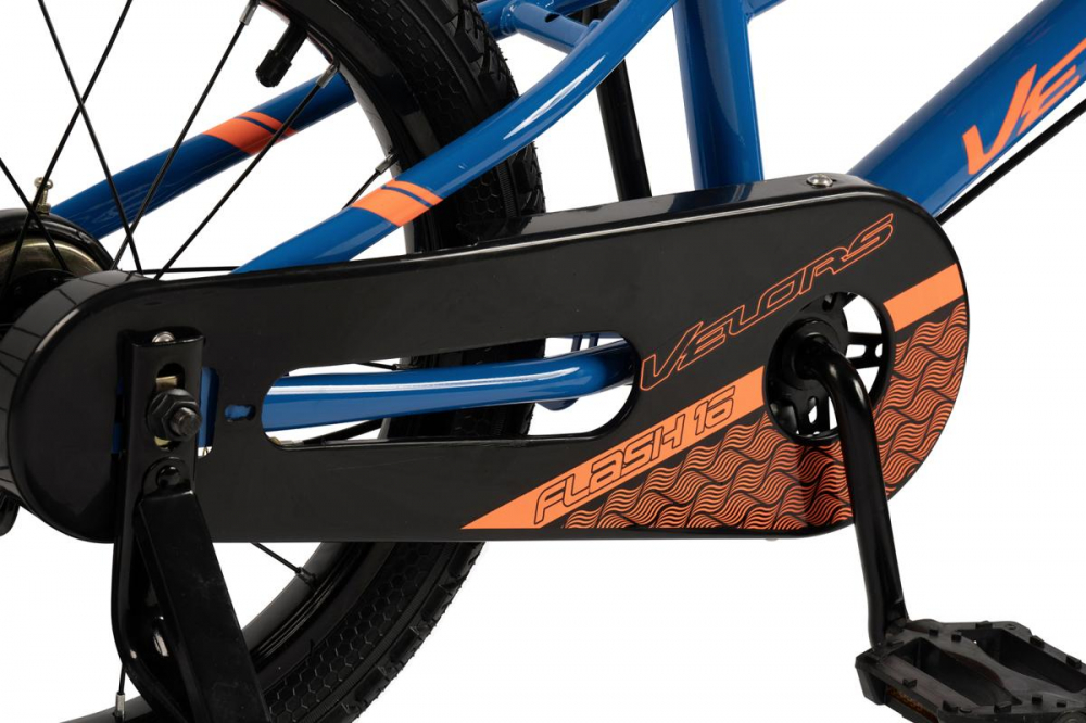 Bicicleta pentru copii Velors V1803B AlbastruPortocaliu 18 inch cu roti ajutatoare si cadru din otel, varsta 5-7 ani - 4
