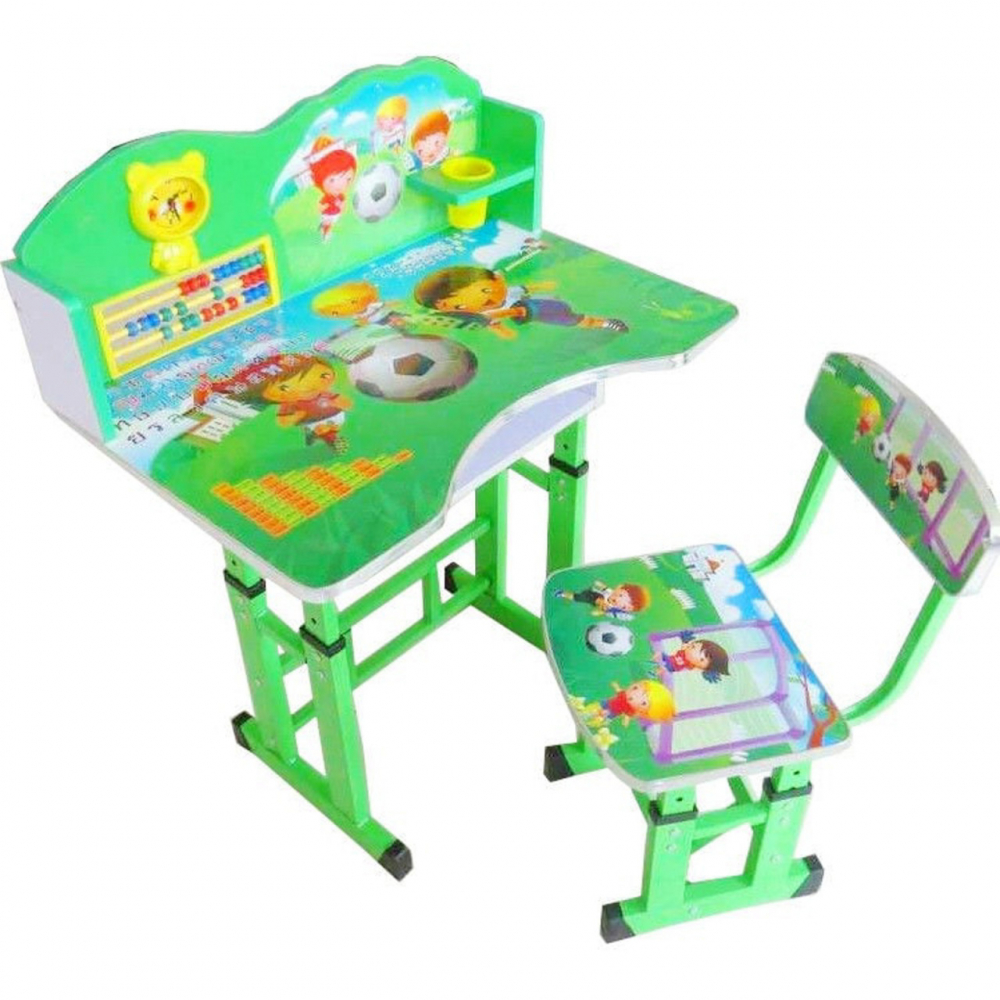 Birou pentru copii Novokids My first desk Verde din MDF cu jucarii interactive, dimensiuni 68X43X65, cadru metalic - 1