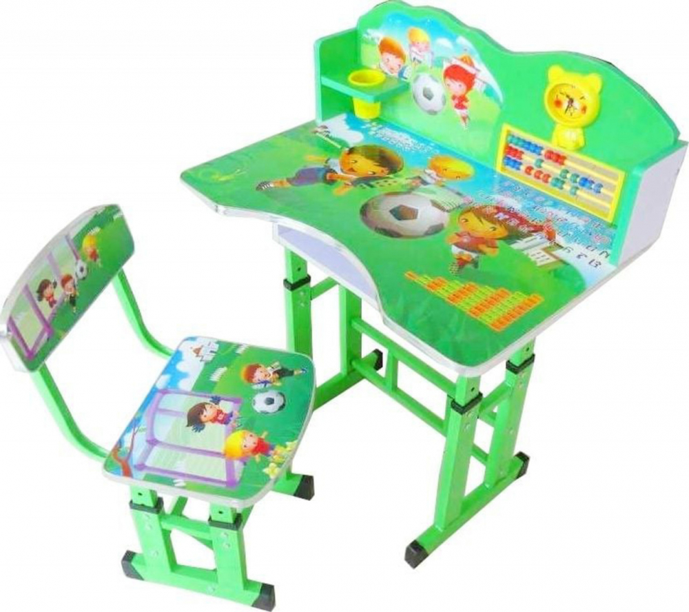 Birou pentru copii Novokids My first desk Verde din MDF cu jucarii interactive, dimensiuni 68X43X65, cadru metalic