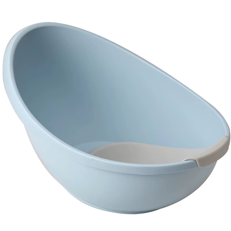 Cadita pentru bebelusi cu forma ergonomica,suprafata antiderapanta si protectie spate Little Mom Egg Blue