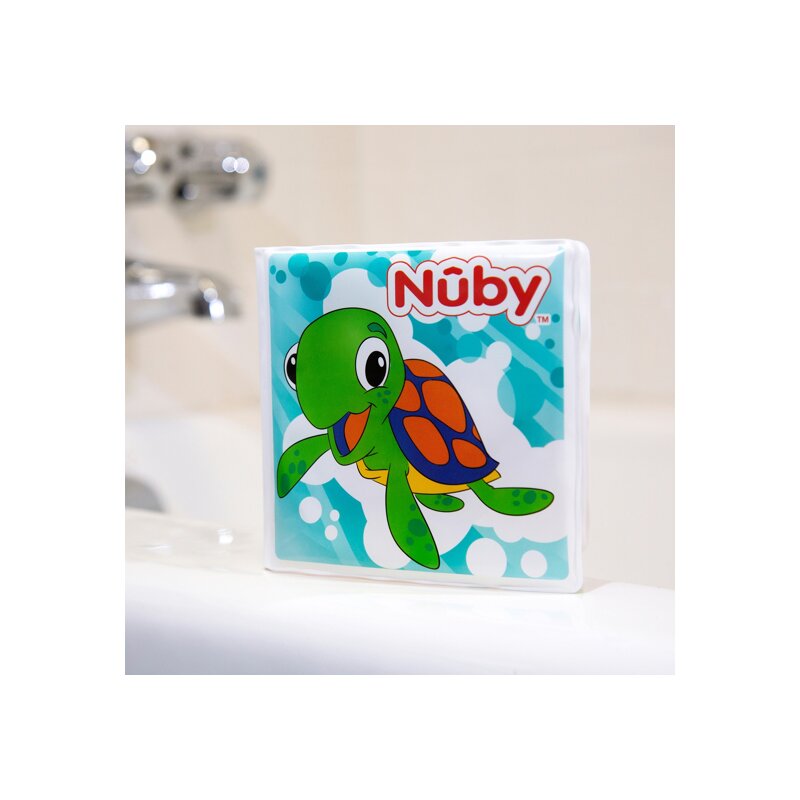 Carticica de colorat Nuby pentru baita, cu animale, 13x13x3 cm, 4 luni+, multicolor