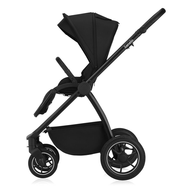 Carucior 3 in 1 Lionelo Meril, cu landou de dimensiune XL, reversibil, cu scoica auto testata ADAC, cu accesorii, pana la 22 kg, conform cu EN1888-1 EN1888-2, EN1466, negru - 1