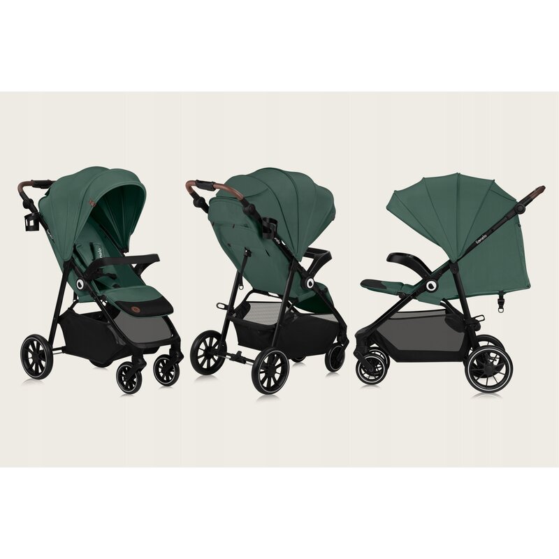 Carucior pentru copii sport Lionelo Emma One Verde Cu tavita, Suport pahar, Plasa de tantari, Roti EVA, Maner reglabil, Pana la 22 kg, 6 luni+, Conform cu EN1888-1