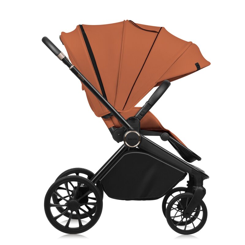 Carucior pentru copii sport Lionelo Mika Plus Maro, Cadru din aluminiu, Copertina XXL, Spatar reglabil in 3 pozitii, Cu accesorii, Pana la 22 kg, 6-48 luni, EN1888-1, EN1888-2 EN1466 - 1