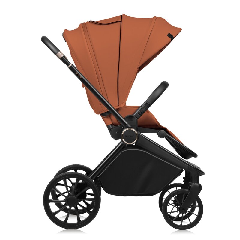 Carucior pentru copii sport Lionelo Mika Plus Maro, Cadru din aluminiu, Copertina XXL, Spatar reglabil in 3 pozitii, Cu accesorii, Pana la 22 kg, 6-48 luni, EN1888-1, EN1888-2 EN1466 - 3