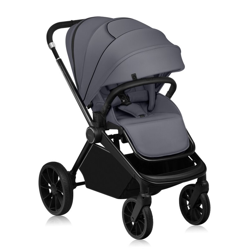 Carucior pentru copii sport Lionelo Mika Plus Gri, Cadru din aluminiu, Copertina XXL, Spatar reglabil in 3 pozitii, Cu accesorii, Pana la 22 kg, 6-48 luni, EN1888-1, EN1888-2 EN1466