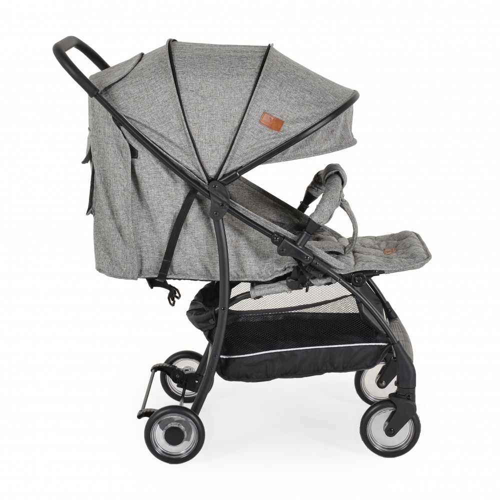 Carucior sport pentru copii Cangaroo London Grey cadru din aluminiu,Spatar reglabil,Pozitie de somn,Centura de siguranta,Suport picioare reglabil,Capotina XXL cu fereastra plasa,Roti pivotante,Frana,Maner parinte din PU