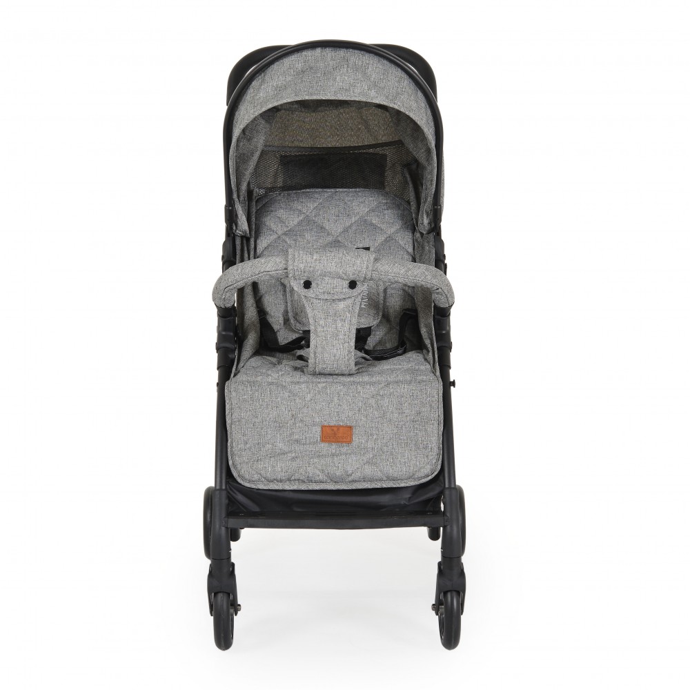 Carucior sport pentru copii Cangaroo London Grey cadru din aluminiu,Spatar reglabil,Pozitie de somn,Centura de siguranta,Suport picioare reglabil,Capotina XXL cu fereastra plasa,Roti pivotante,Frana,Maner parinte din PU - 1 | YEO