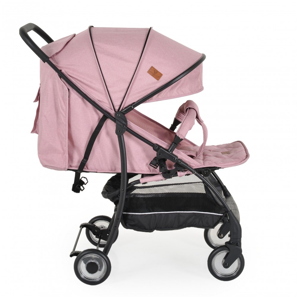 Carucior sport pentru copii Cangaroo London Pink cadru din aluminiu,Spatar reglabil,Pozitie de somn,Centura de siguranta,Suport picioare reglabil,Capotina XXL cu fereastra plasa,Roti pivotante,Frana,Maner parinte din PU