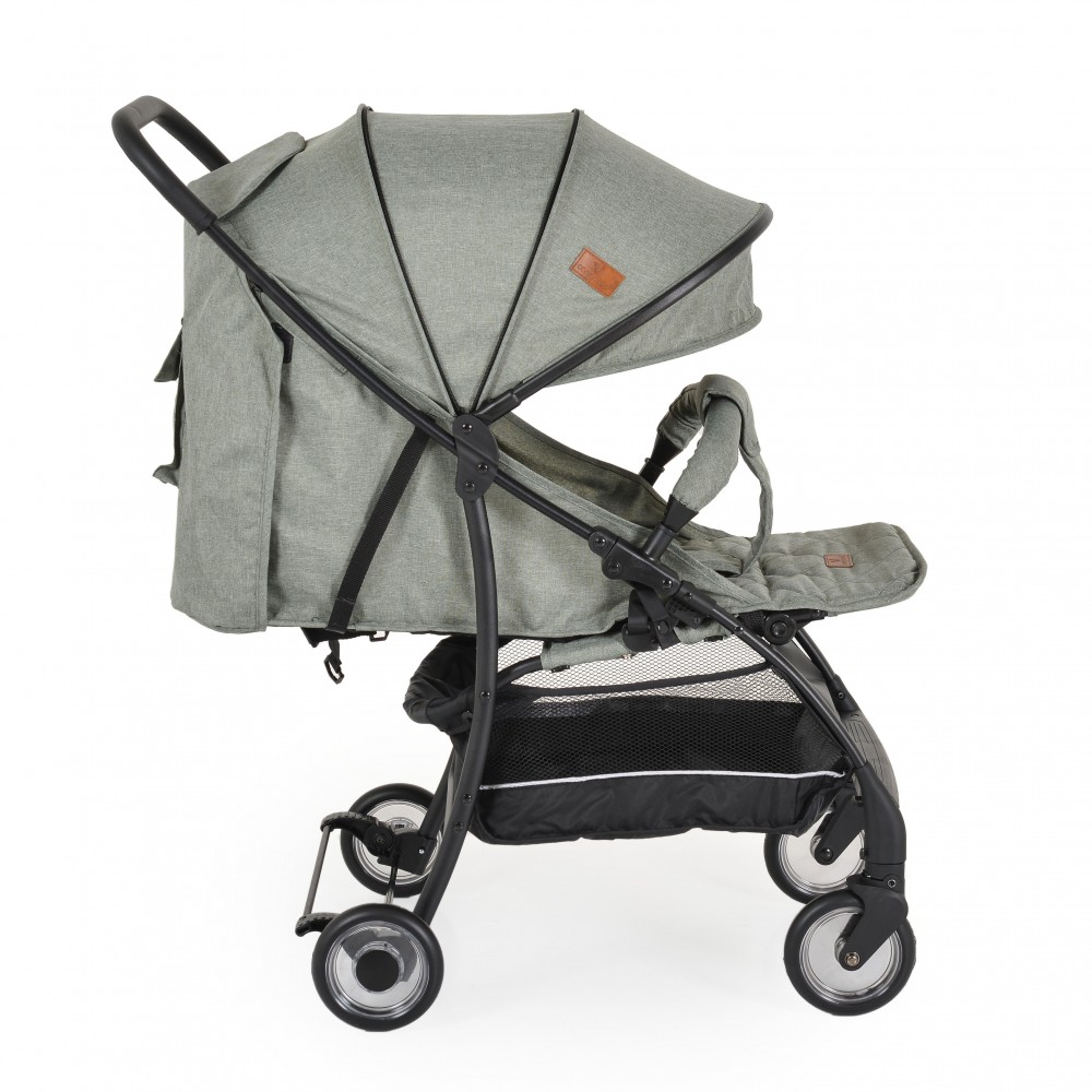 Carucior sport pentru copii Cangaroo London Green cadru din aluminiu,Spatar reglabil,Pozitie de somn,Centura de siguranta,Suport picioare reglabil,Capotina XXL cu fereastra plasa,Roti pivotante,Frana,Maner parinte din PU - 3