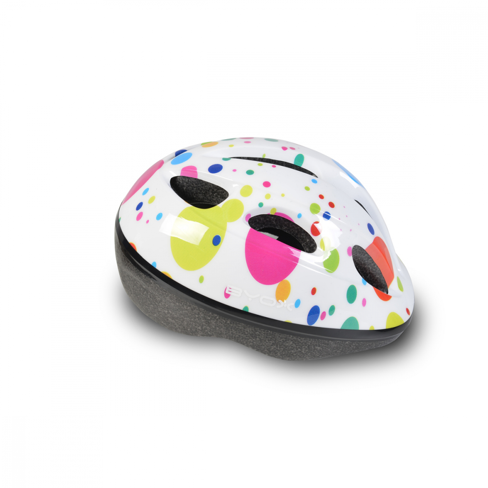 Casca de protectie pentru copii Byox Y03 Dots marime 48-54 cm,cu 8 orificii de ventilatie, Reglator de dimensiune, Captuseala detasabila, Lumini LED pentru vizibilitate nocturna - 1 | YEO
