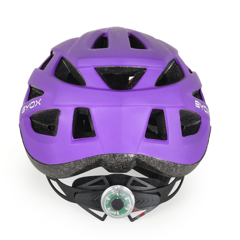 Casca de protectie pentru copii Byox Y48 Purple, Marime 54-58 cm,cu lumina LED, Tehnologie In-Mold, 17 orificii de ventilatie, Reglator de dimensiune, Vizor si Captuseala detasabila, Lumini LED pentru vizibilitate nocturna - 2 | YEO