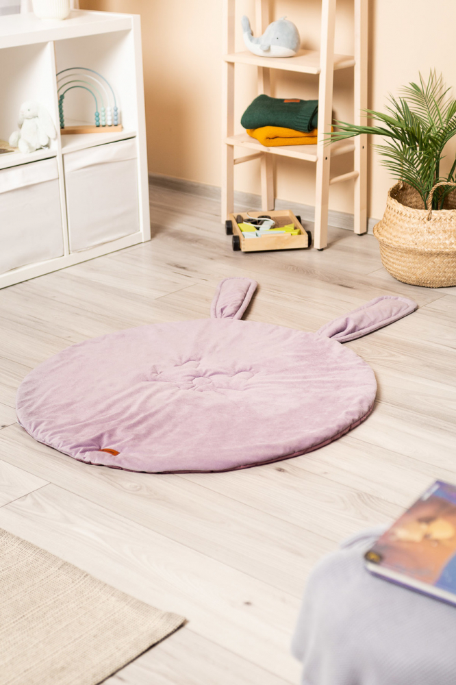 Covoras din catifea cu doua fete pentru camera copii diametru 90cm Sensillo Velvet Bunny Pink - 6