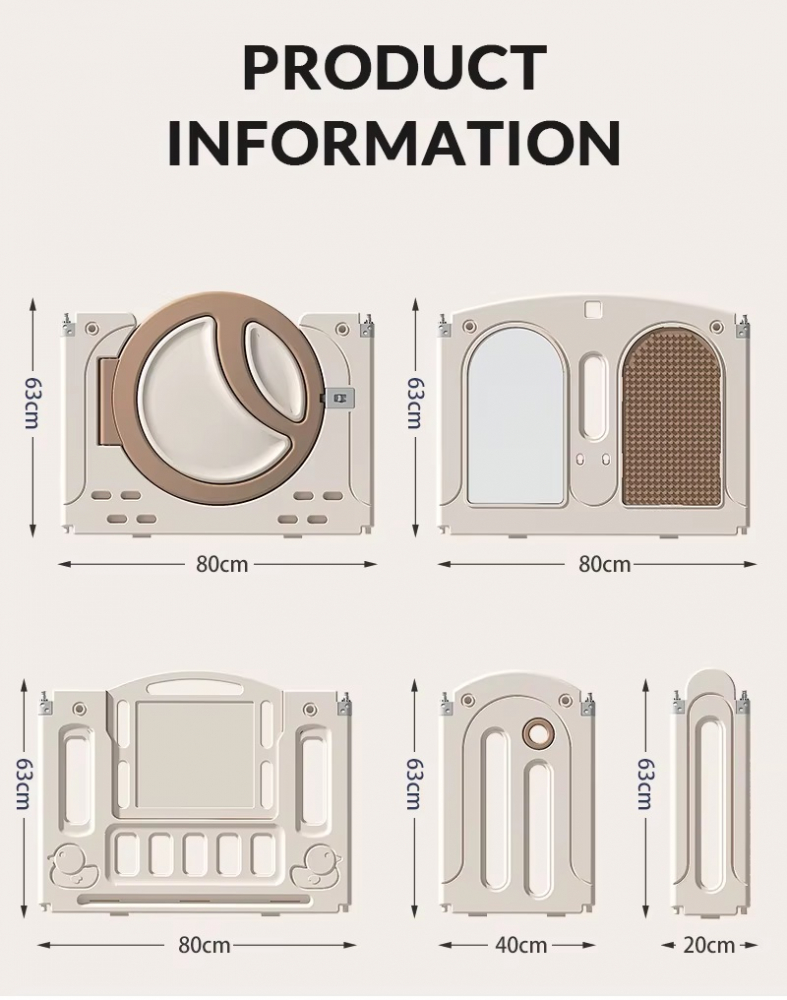 Gardulet loc de joaca interiorexterior Nichiduta Garden 160x160 cm cu poarta de siguranta,joc cu inele,covoras,cos de baschet si mingie inclusa Moon Coffee - 1 | YEO