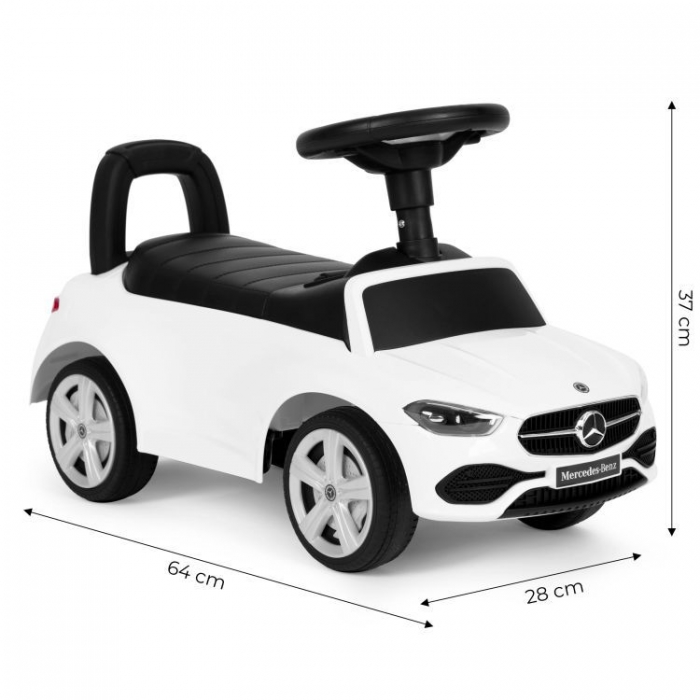 Masinuta pentru copii Ecotoys Mercedes C Class Alb fara pedale, volan interactiv cu sunete, varsta 1-3 ani - 8