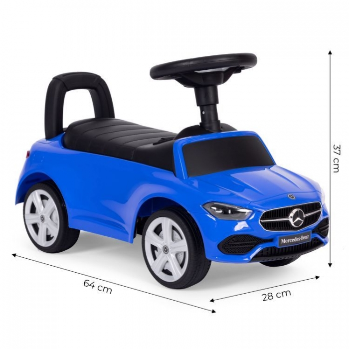 Masinuta pentru copii Ecotoys Mercedes C Class Albastru fara pedale, volan interactiv cu sunete, varsta 1-3 ani - 8