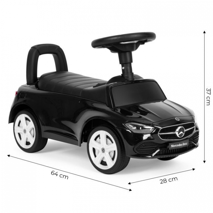 Masinuta pentru copii Ecotoys Mercedes C Class Negru fara pedale, volan interactiv cu sunete, varsta 1-3 ani - 8