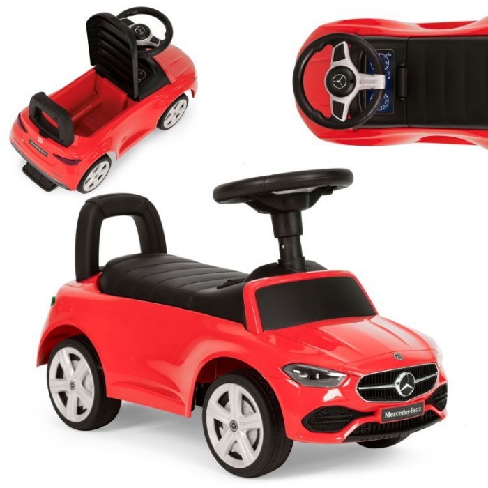 Masinuta pentru copii Ecotoys Mercedes C Class Rosu fara pedale, volan interactiv cu sunete, varsta 1-3 ani