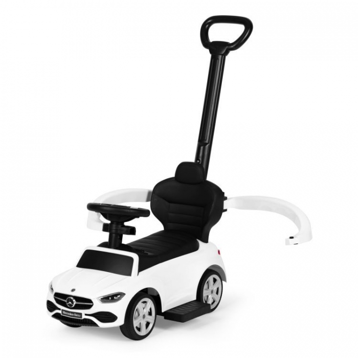 Masinuta pentru copii Ecotoys Mercedes C Class Alb cu maner de impins, volan interactiv cu sunete, varsta 1-3 ani - 4
