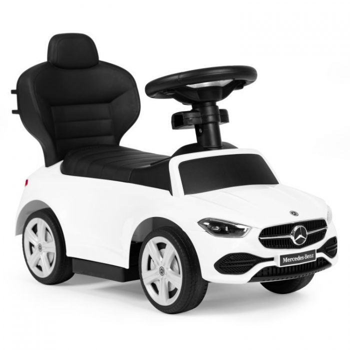 Masinuta pentru copii Ecotoys Mercedes C Class Alb cu maner de impins, volan interactiv cu sunete, varsta 1-3 ani - 7
