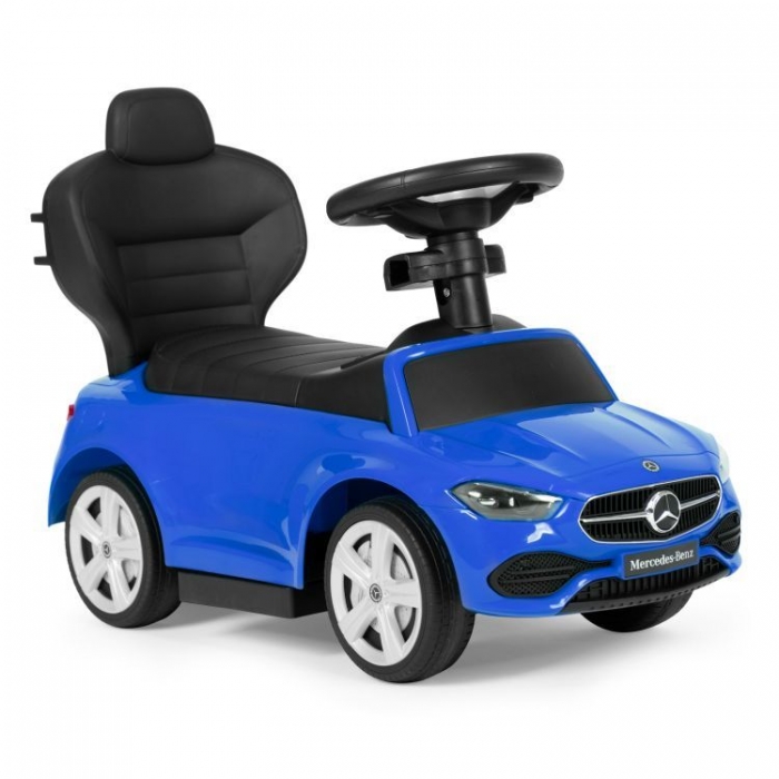 Masinuta pentru copii Ecotoys Mercedes C Class Albastru cu maner de impins, volan interactiv cu sunete, varsta 1-3 ani - 7