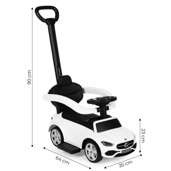 Masinuta pentru copii Ecotoys Mercedes C Class Negru cu maner de impins, volan interactiv cu sunete, varsta 1-3 ani - 2