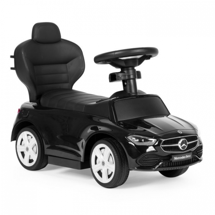 Masinuta pentru copii Ecotoys Mercedes C Class Negru cu maner de impins, volan interactiv cu sunete, varsta 1-3 ani - 7