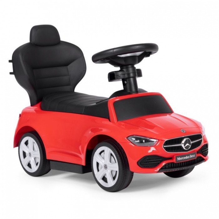 Masinuta pentru copii Ecotoys Mercedes C Class Rosu cu maner de impins, volan interactiv cu sunete, varsta 1-3 ani - 7