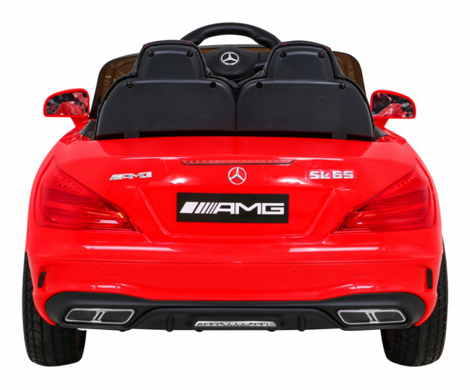 Masinuta electrica Mercedes Benz AMG SL65S rosu cu 2 motoare, acumulator 12V, roti din spuma EVA, deschidere usi, scaun piele, lumini Led - 8