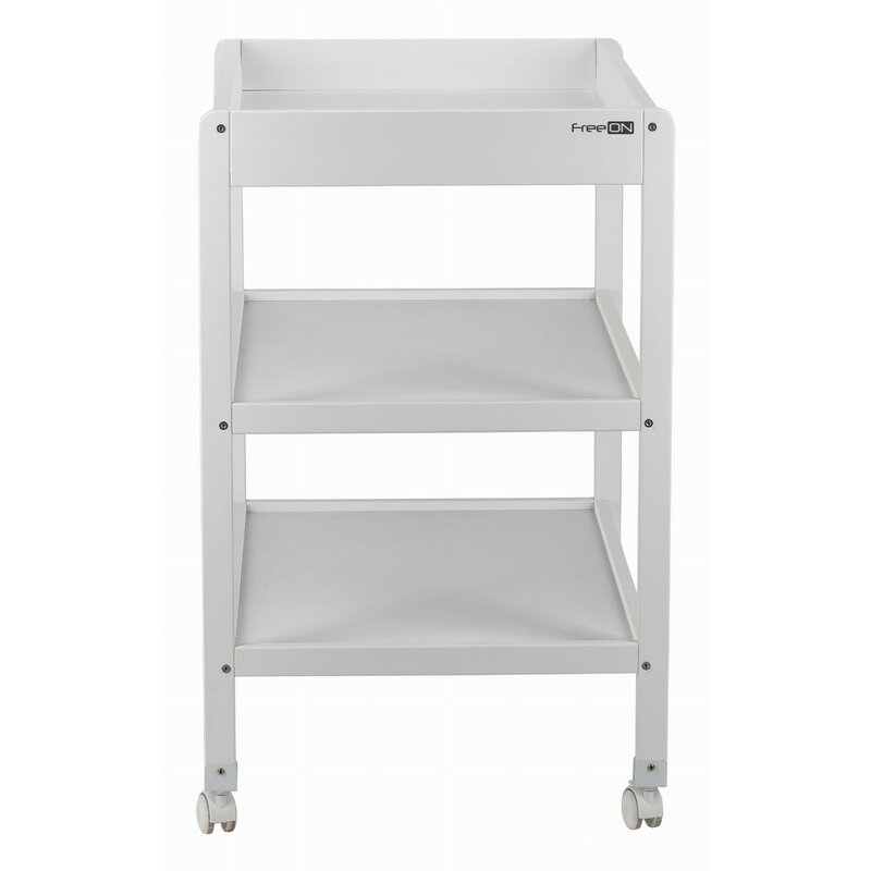 Masuta de infasat FreeON Mila, din lemn, cu 4 roti pentru transport facil, cu 3 suprafete de depozitare, 76x54x86 cm, White - 1 | YEO