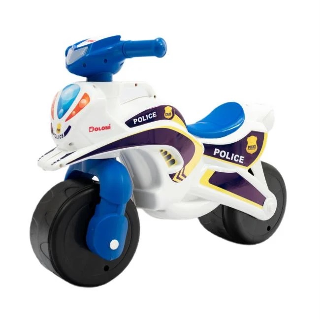 Motocicleta copii fara pedale Police Music 013951 Alb Albastru, prevazuta cu butoane pentru efecte sonore, ghidon inalt, Inaltimea scaunului 29 cm - 2 | YEO