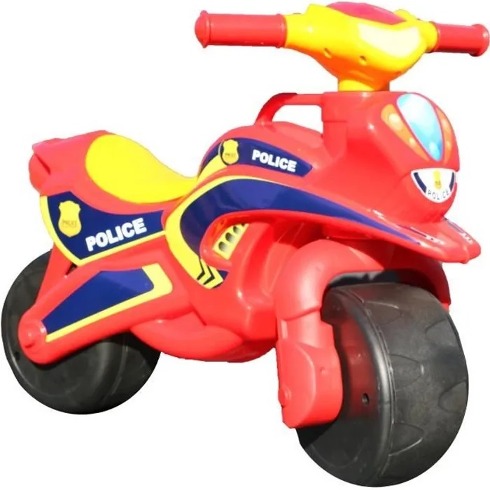 Motocicleta copii fara pedale Police Music 013956 Rosu Galben, prevazuta cu butoane pentru efecte sonore, ghidon inalt, Inaltimea scaunului 29 cm - 2 | YEO