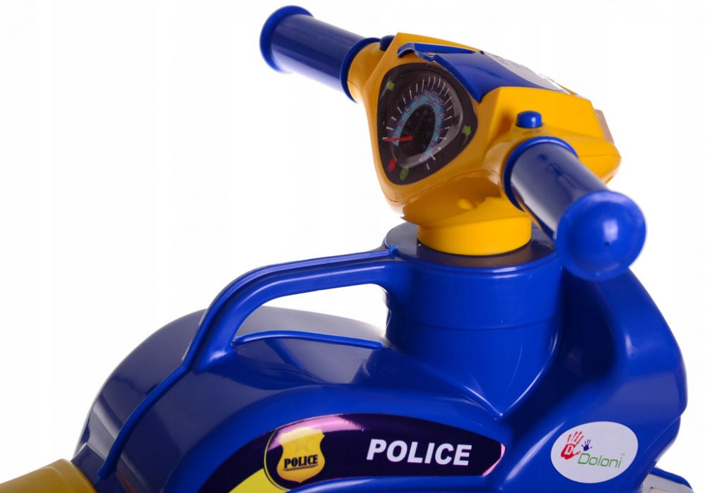 Motocicleta copii fara pedale Police Music 013957 Albastru Galben, prevazuta cu butoane pentru efecte sonore, ghidon inalt, Inaltimea scaunului 29 cm - 4