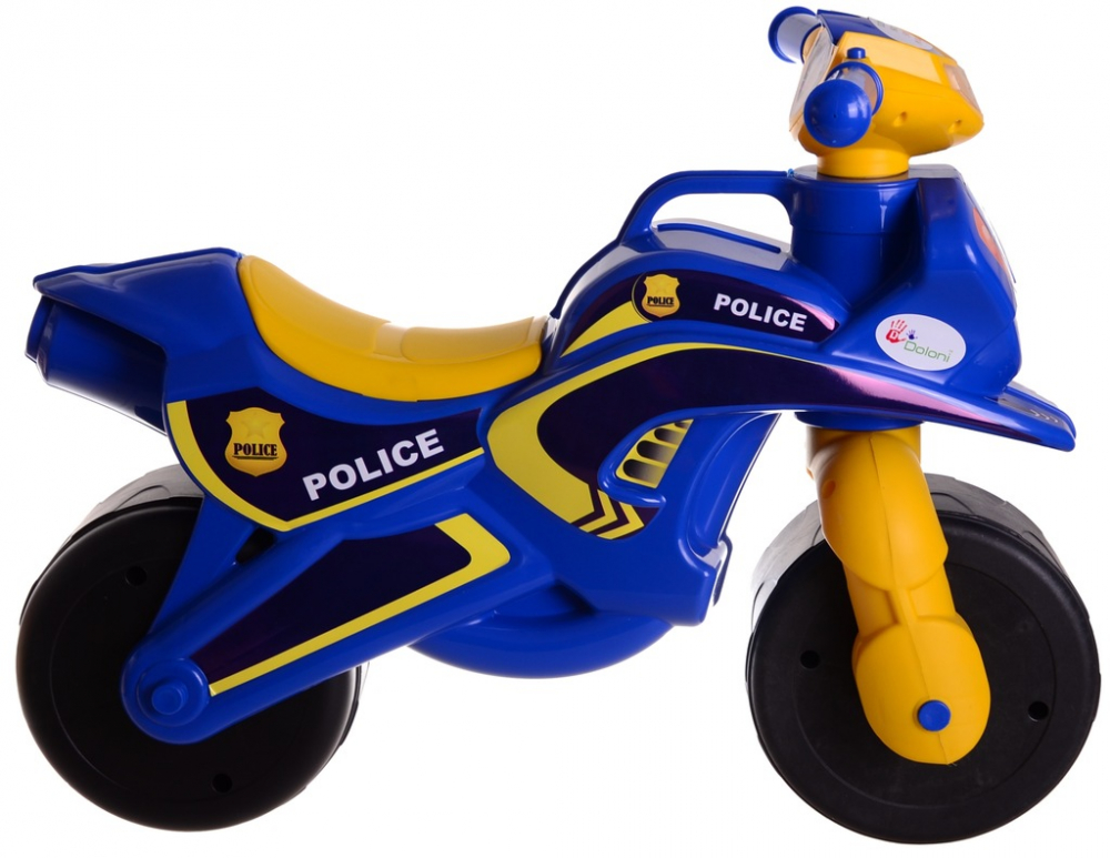 Motocicleta copii fara pedale Police Music 013957 Albastru Galben, prevazuta cu butoane pentru efecte sonore, ghidon inalt, Inaltimea scaunului 29 cm - 5