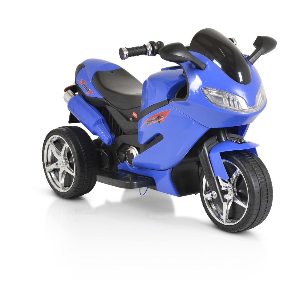 Motocicleta pentru copii, Moni, cu acumulator, MP3USB, faruri luminoase, baterie 6V7Ah dimensiune 88 x 45 x 52 cm, Comet Blue