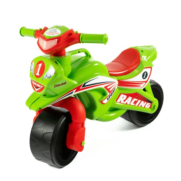 Motocicleta pentru copii fara pedale Racing 01395 VerdeRosu prevazuta cu butoane pentru efecte sonore, ghidon inalt, Inaltimea scaunului 29 cm - 2