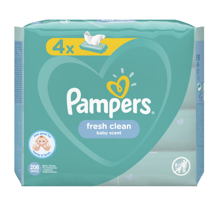 Pachet servetele umede fresh clean 4x52 buc, Pampers - 9