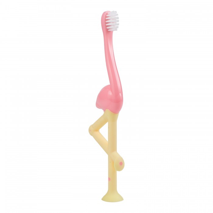 Periuta de dinti pentru bebelusi si copii 0-3 ani cu peri moi si maner ergonomic Dr.Brown Flamingo Pink