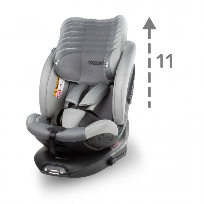 Scaun auto Kidwell GoCar Gri cu isofix, grupa 40-135 cm, i-Size, omologare R129, rotativ 360, protectie laterala ASP - 1